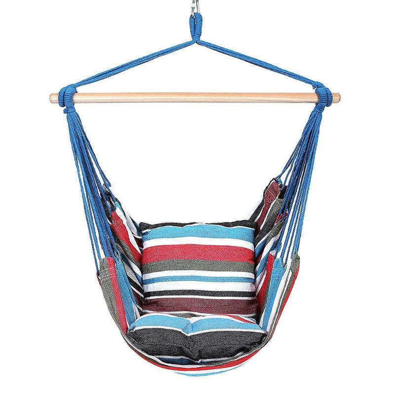 Portable voyage Camping suspendu hamac maison chambre balançoire lit paresseux chaise chaise pliable jardin pas de bâtons: D with 2 Pillows