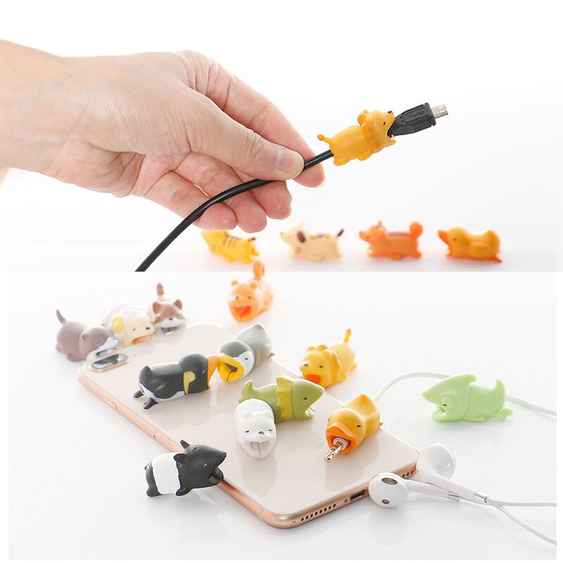 Adorable Animal USB Cable Cover For IPhone/Android/iPad Charger Organizer Wire Bite Protector Winder Earphone Cable Tool