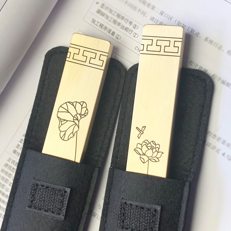 Brass Paperweight Paper Press Paperweights Carving Calligraphy Painting Paperweights Chinese Style Lotus Pattern Metal Ornaments