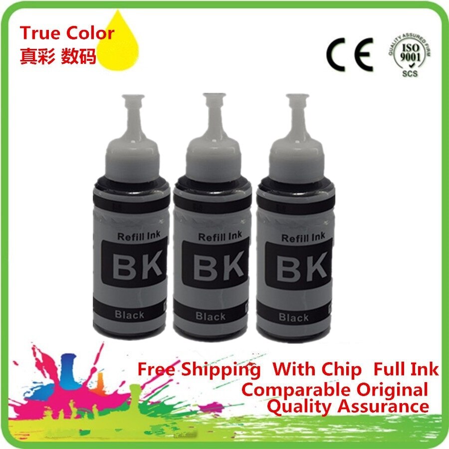 Refill Dye Ink Kit Kits For Epson L100 L101 L110 L111 L120 L130 L200 L201 L210 L211 L220 L300 L301 L303 L310 Printer: 3BK