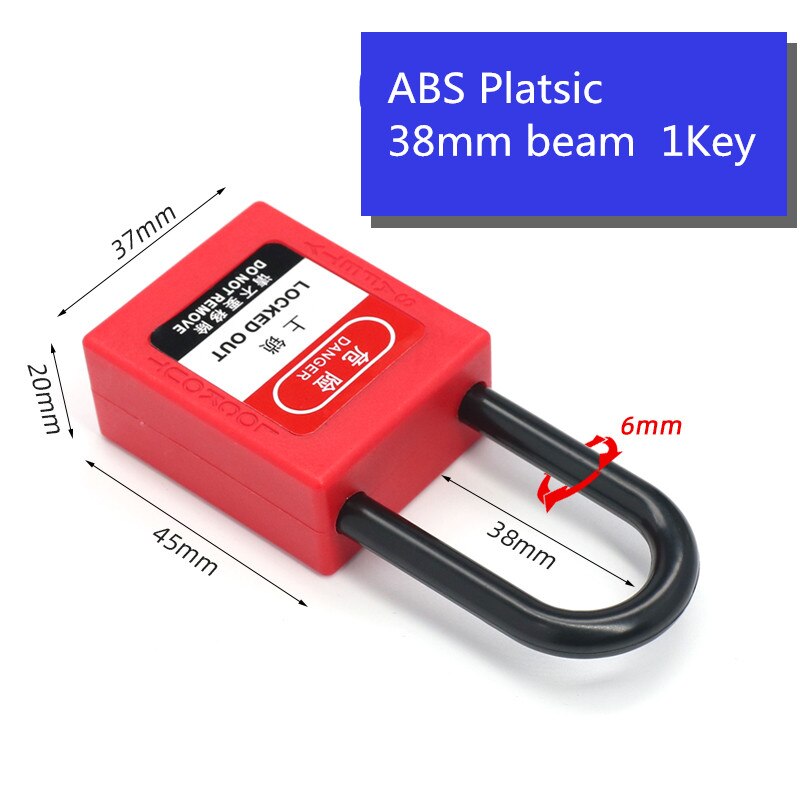 Engineering plastic insulation padlock 38mm beam safety lockout tag lock loto energy isolation lock with 2 unique key