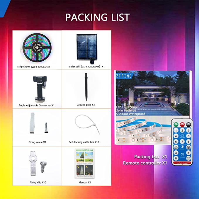 Solar LED Strip Lights Outdoor,IP67 Waterproof 480 LED Solar Powered LED Lights Strip,8 Lighting Modes,for Pergola Gardens Patio