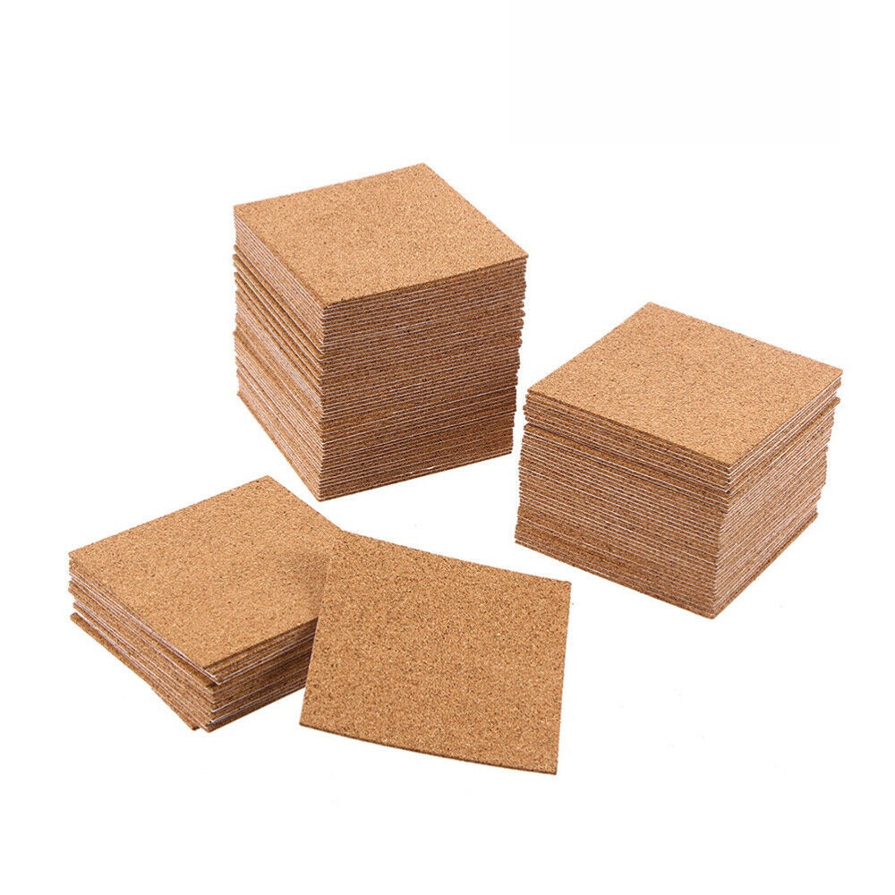 20PCS Self-Adhesive Cork Coasters Squares Cork Mats Heat Resistant Mini Backing Sheets Tea Drink Placemat