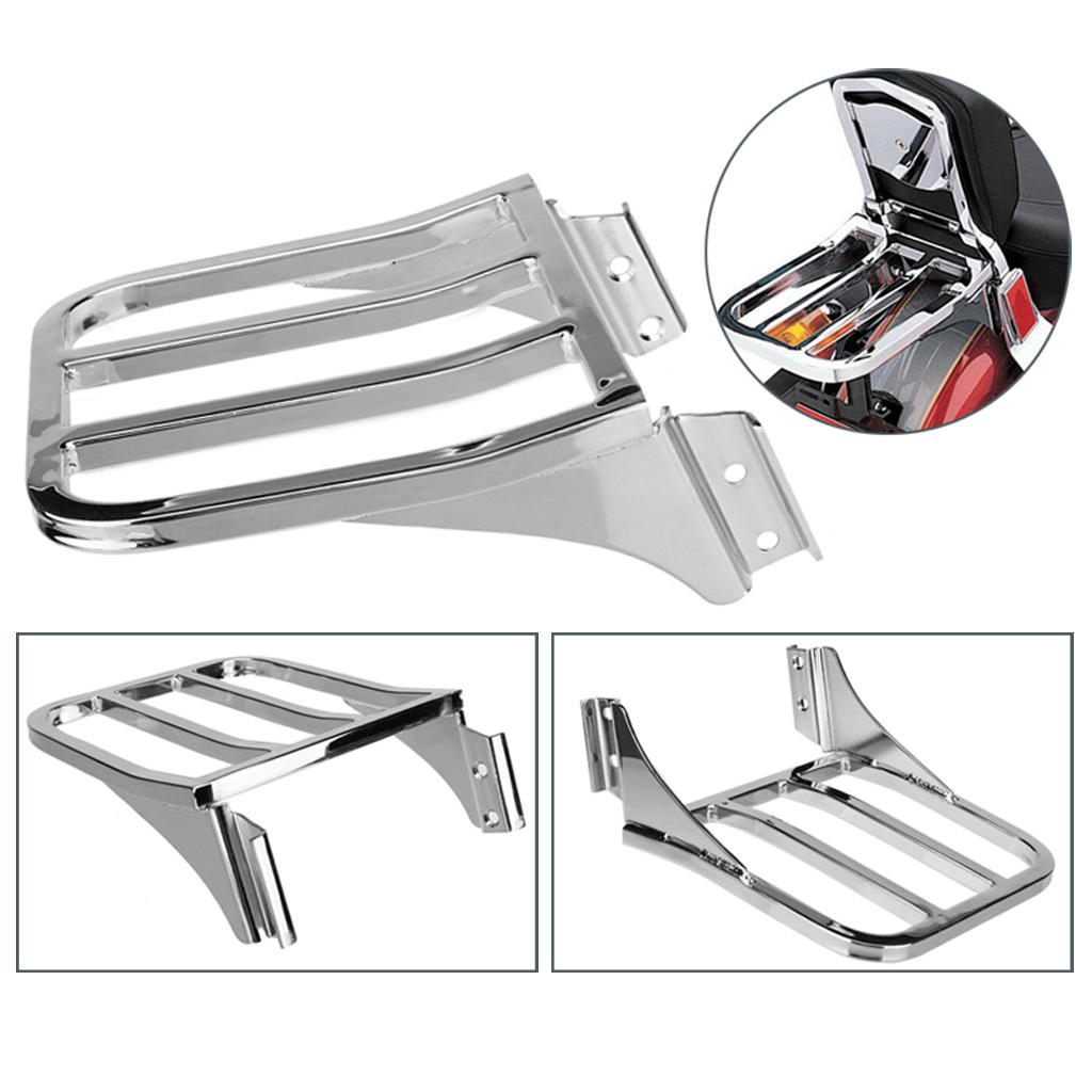 Chrome Motorcycle Trunk Tail Box Luggage Case Top Rack for
