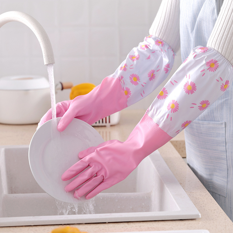 Daisy Kitchen Dishwashing Gloves Women Thick Latex Washing Clothes Waterproof Plastic Housework Durable Dishwashing Gloves