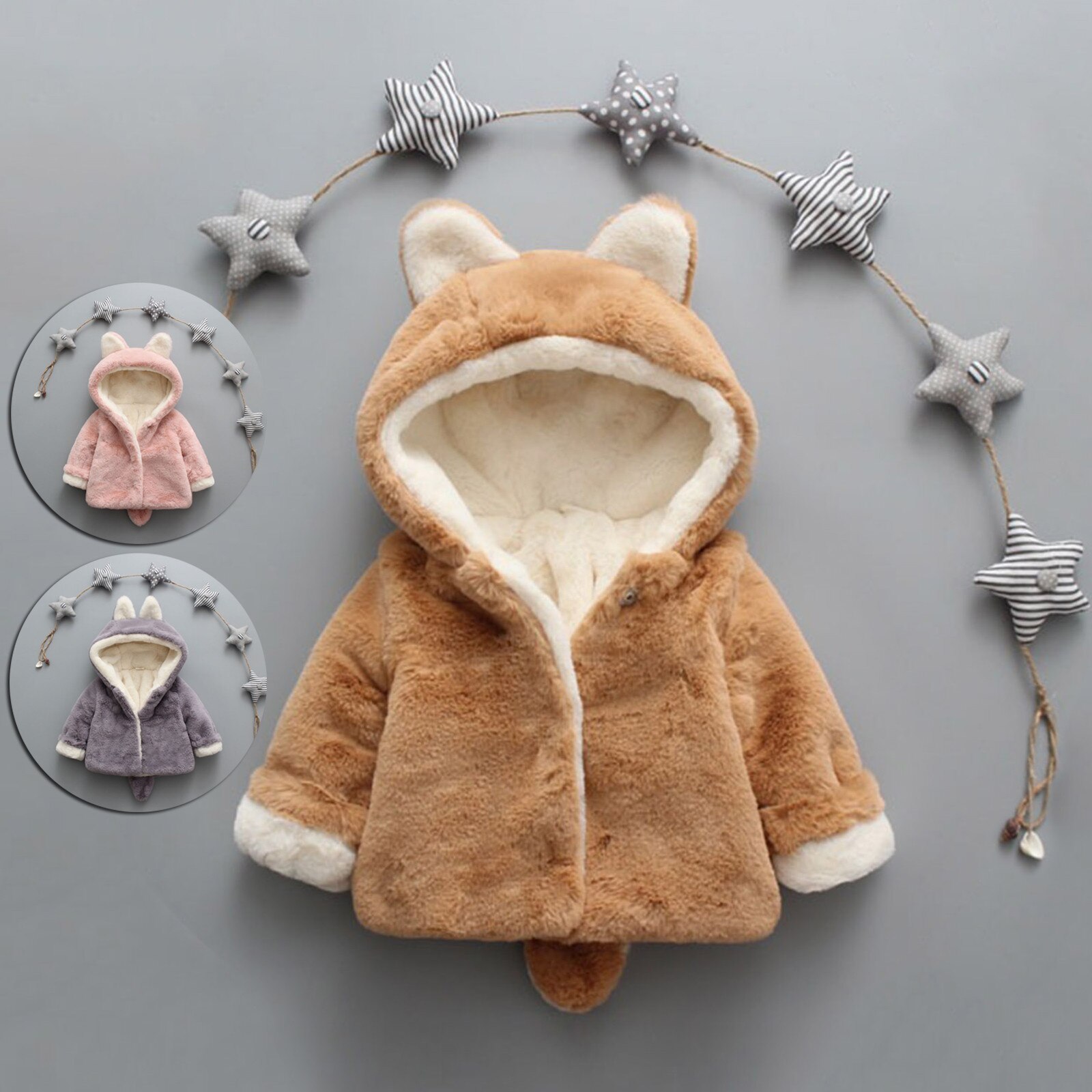 Baby Meisjes Jas Peuter Baby Jongens Meisjes Fleece Winddicht Winterjas Bind Capuchon Uitloper Jas Voor Jongens Jas Kleding