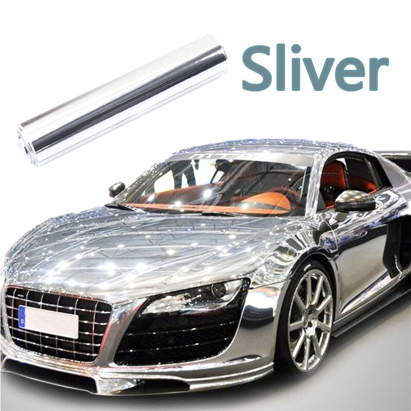 Spejl vinyl wrap bil klistermærke sølv krom film boble gratis mærkat ark  nj88