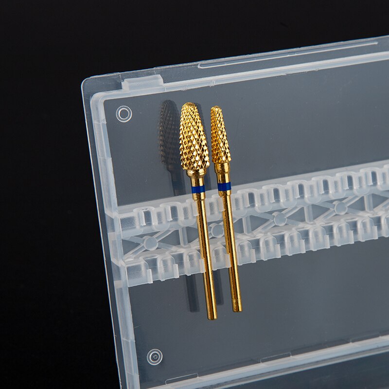 Clear Plastic Nail Drill Bits Storage Box Stand Display 20 Slots 14 Slots Organizer Case Container Manicure Tools