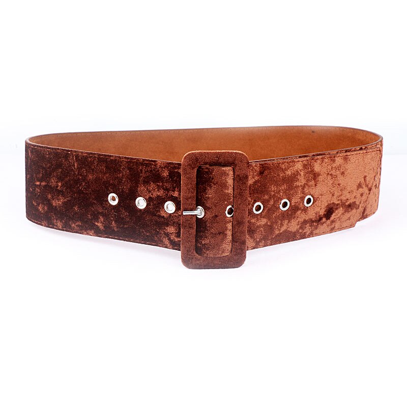 Cinturones de talla grande para mujer, corsé de cintura a la , Gran ancho, de , color Beige, Negro, Rojo, con superficie de terciopelo: brown belt