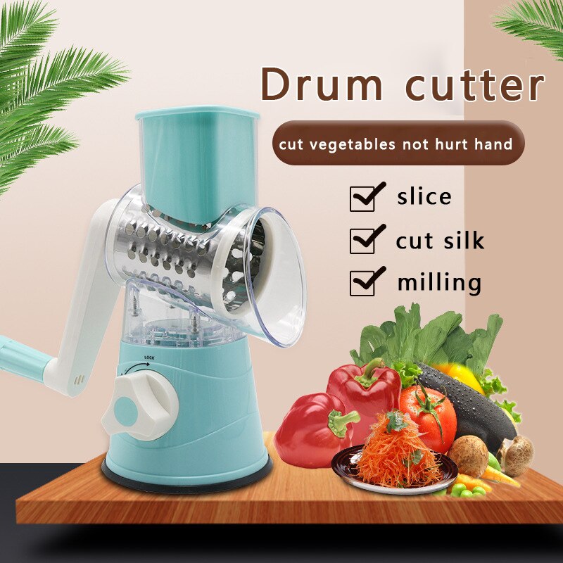 Handheld Plantaardige Spiral Slicer Kaas Roterende Mandoline Slicer 3 Rvs Ronde Grinder Spiral Slicer Bpa Gratis