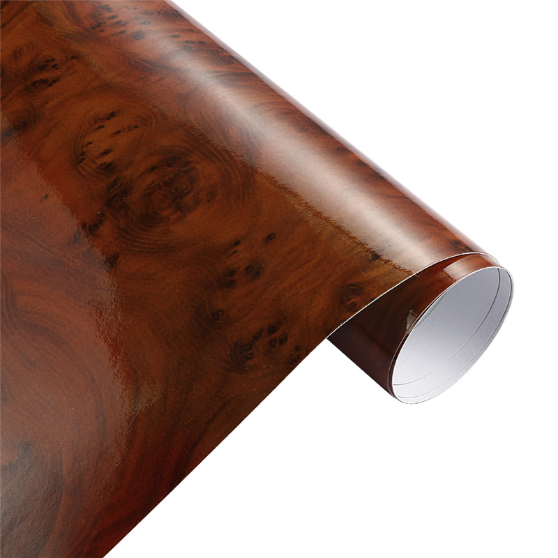 60cmx500cm Glossy Wood Grain Car Wrap Vinyl Film DIY Wood Grain Textured Furniture Decal Waterproof Self-adhesive Car Sticker: WHITE