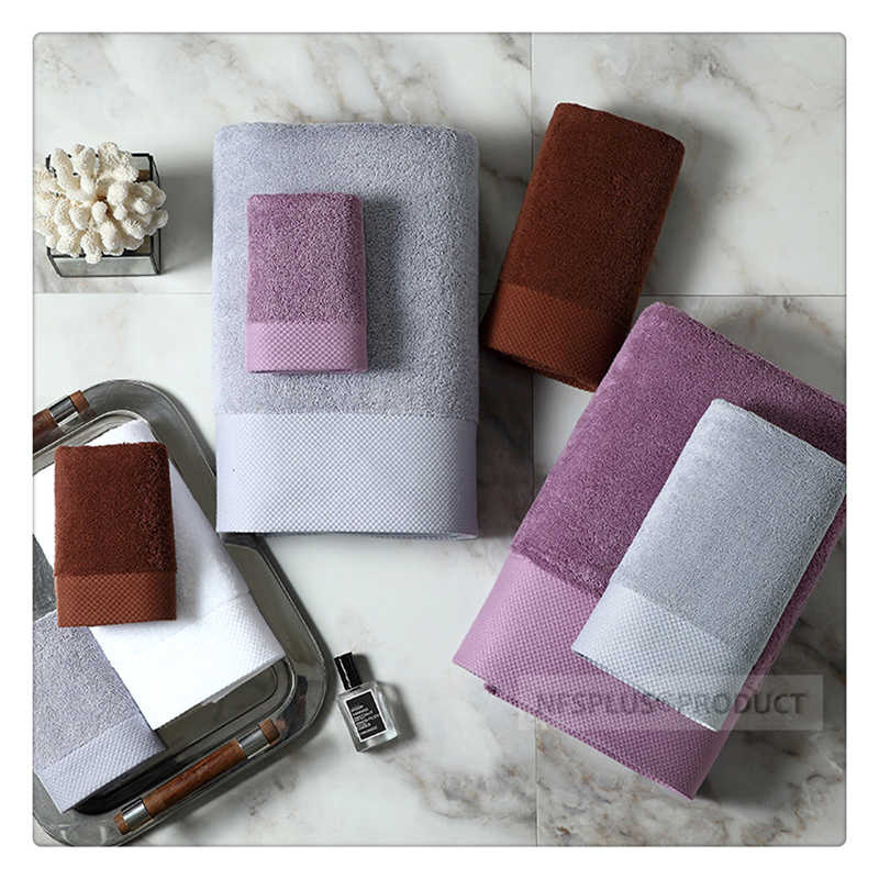 Juego de toallas de baño de lujo para adultos, 100% algodón, blanco, café, Morado, gris, toalla de rizo, paño de mano y cara