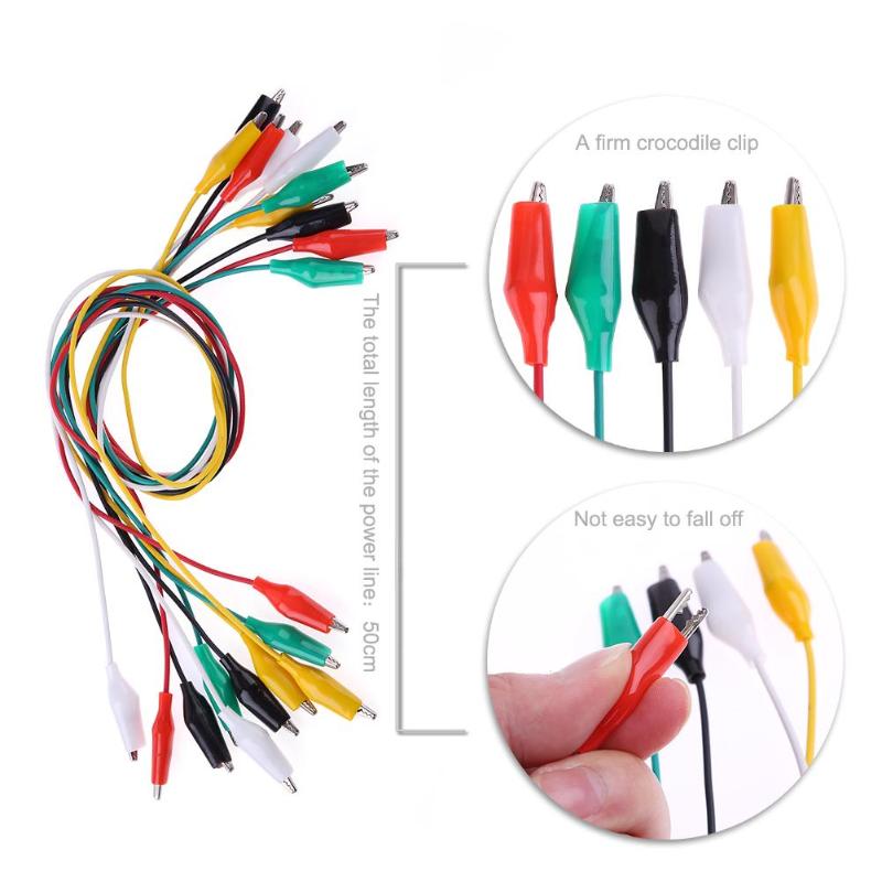 10pcs 50cm Alligator Clips Electrical DIY Test Leads Alligator Double-ended Crocodile Clips Roach Clip Test Jumper Wire