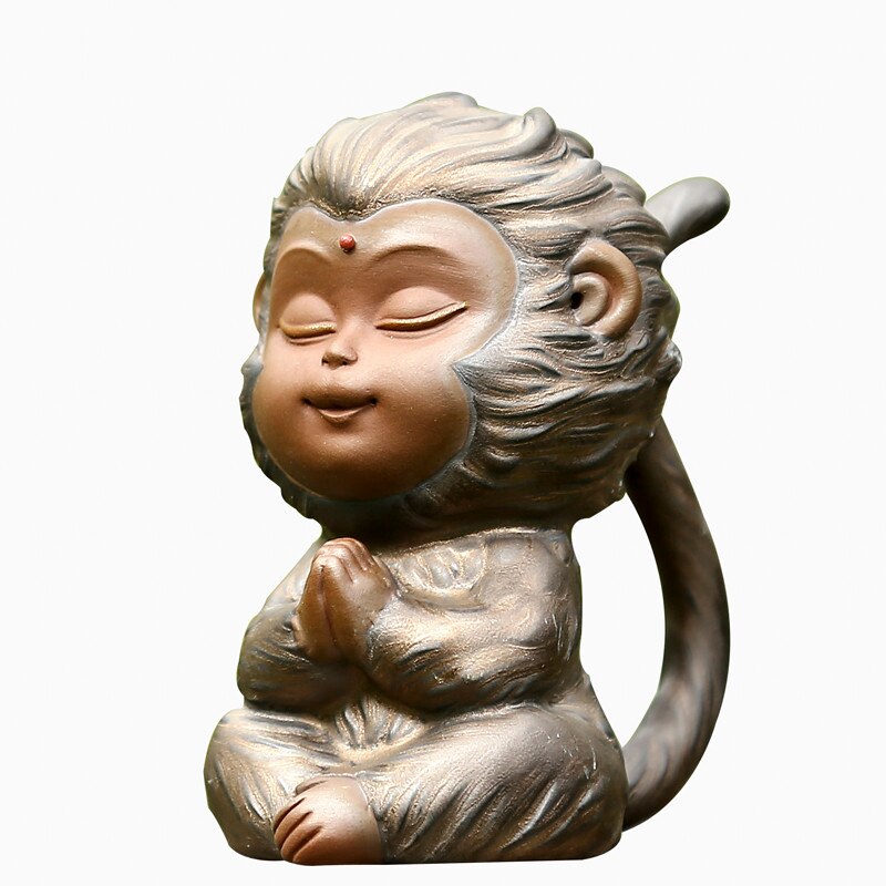 Paarse Klei Oven Change Leuke Aap Koning Thee Huisdier Keramische Handgemaakte Dier Ornamenten Creatieve Auto Decoratie Ambachten: Default Title