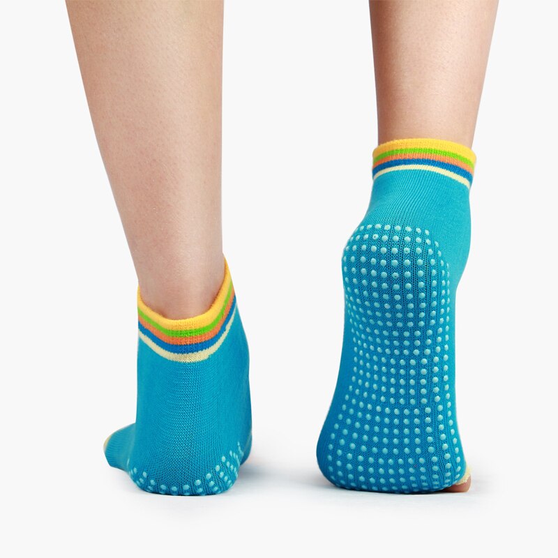 Kvinders bomulds yoga sokker adskilt fem finger åbne tæer sokker med skridsikker silikone gymnastiksport sportssokker