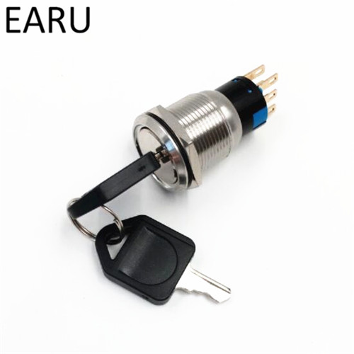 1pc 19mm Stainless Steel waterproof Key Lock switch 5A AC250V 2 3 Positions Key Switch Rotary Changeover Switch Online