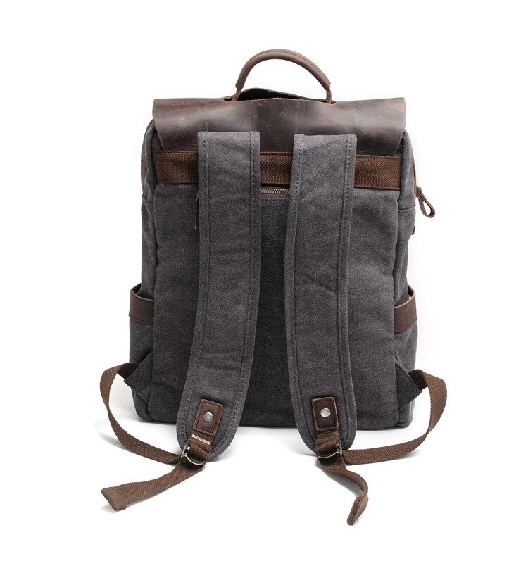 Multifunctionele herenrugzak vintage canvas rugzak leren schooltas neutrale draagbare slijtvaste reistas