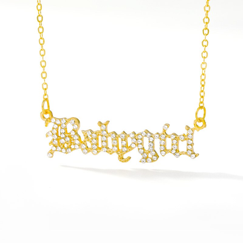 Babygirl halskæde til kvinder mor zirkon bogstav navn initial choker vedhæng halskæder smykker bijoux femme bff: Guld