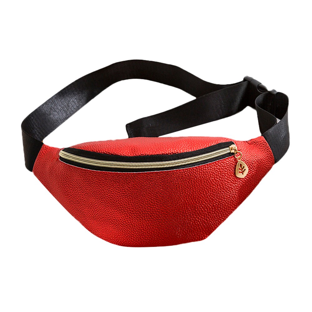 25#  nyeste midje bag kvinne belte merke bryst veske unisex fanny pack damer midje pakke mageposer veske: Rød