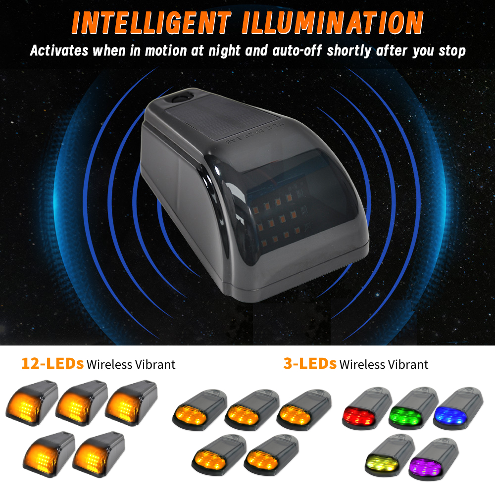 5 uds luces de cabina con energía Solar para camión 3/12LED F150 luces de cabina inalámbricas luces de techo para camioneta Dodge Ram luz de ratón de techo
