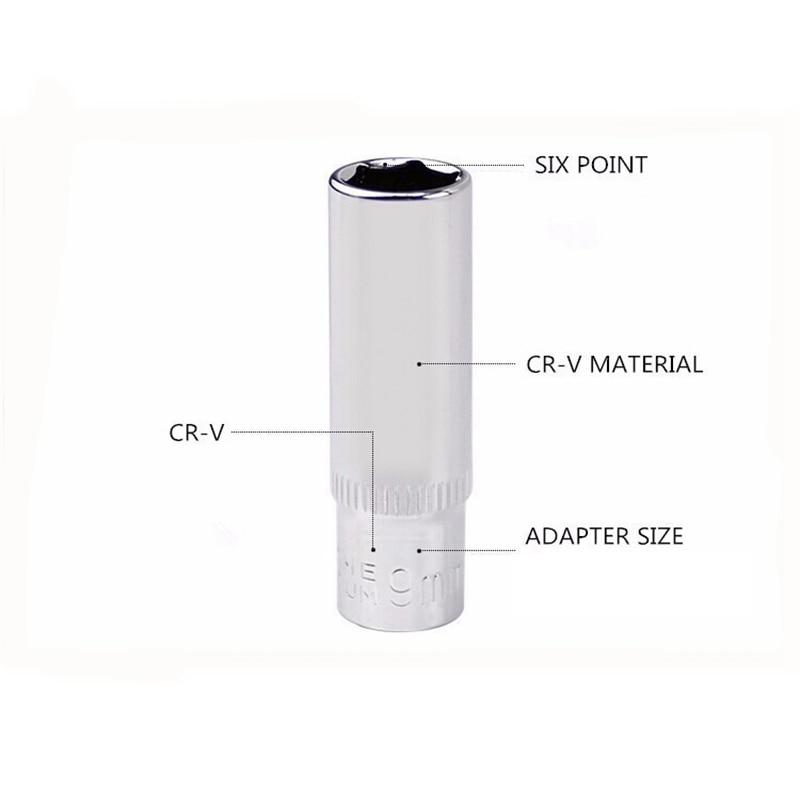 11 pcs 1/4 inch Drive Deep Socket Set CRV Hand Tools 6 Point Long Socket Hex Repair Tool