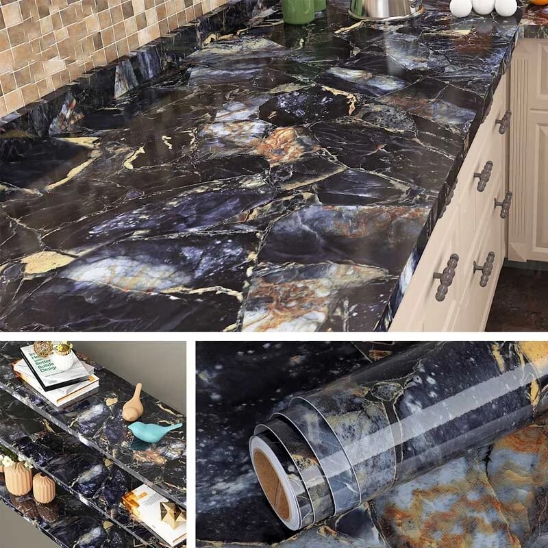 11 farben Marmor Wasserdichte Arbeitsplatte Zauberstab Aufkleber Selbst Klebe Tapete Dekorative Film Küche Schränke Kontaktieren Papier Film