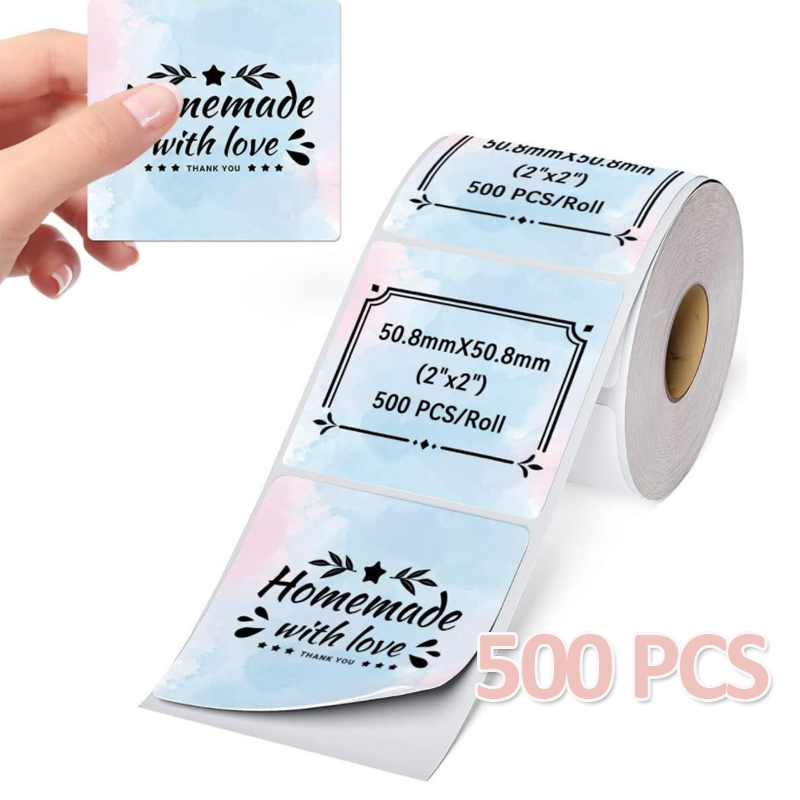 500 Stück Thermo-Etikettenpapier, runder Aufkleber, wasserfestes Etikett für , Kinderaufkleber, Logo, Dankeskarte, PM-241, PM-246S, D520S: Y