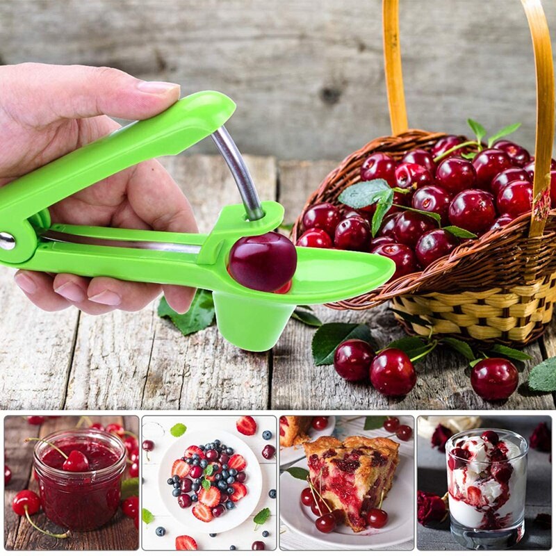Cherry pitter, cherry pitter remover, cherry stoner pitter cherry corer, bærbart cherry pitter verktøy kjøkkenhjelp