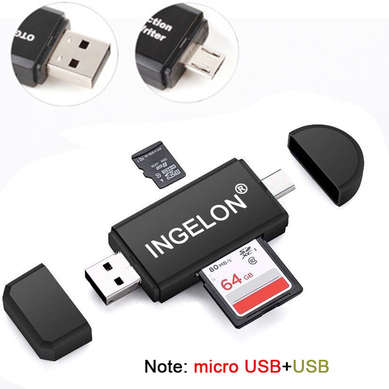 Ingelon universell kortläsare usb c otg tf sd-kortläsare microsd mmc android datorförlängningsadapter för kamera sd-läsare: R320-2 i 1- läsare