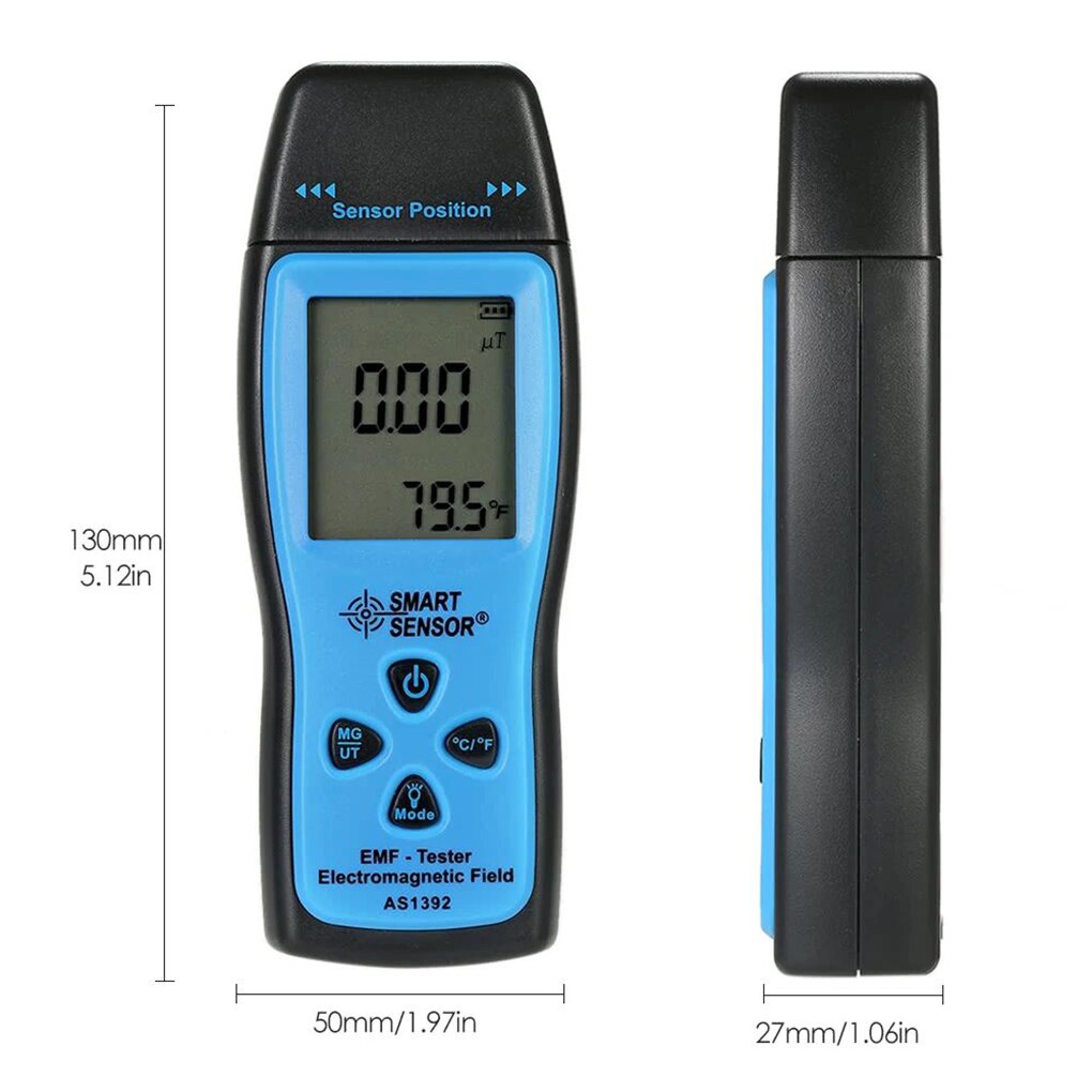 Handheld Electromagnetic Radiation Detector Digital LCD EMF Meter Smart Sensor AS1392 Radiation Meter 0-2000mG Dosimeter Tester