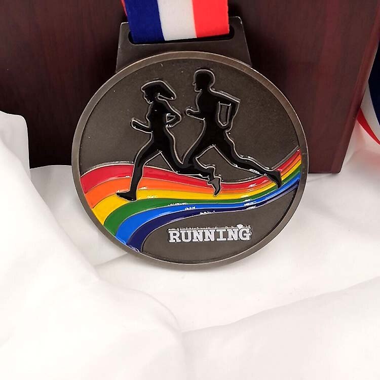 Color Metal Medal Match Medals Badges Souvenirs The marathon Medal Medal with good ribbon School sports Metal: Silver