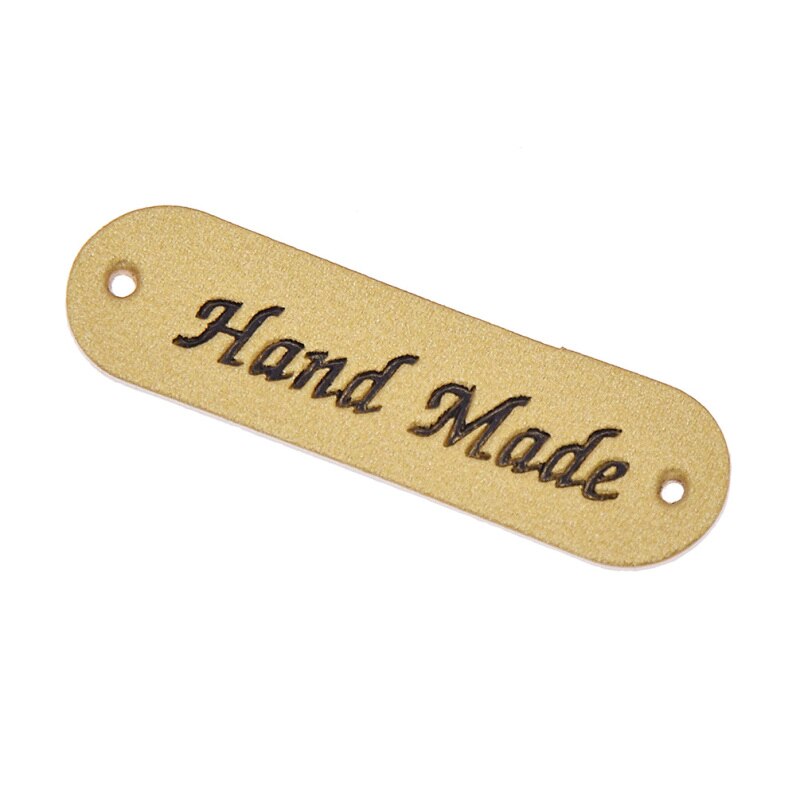 Hand Made Letter PU Leather Tags DIY Sewing Craft Clothing Supplies Oval Shaped Labels For Jeans Bags Decoration Accessory