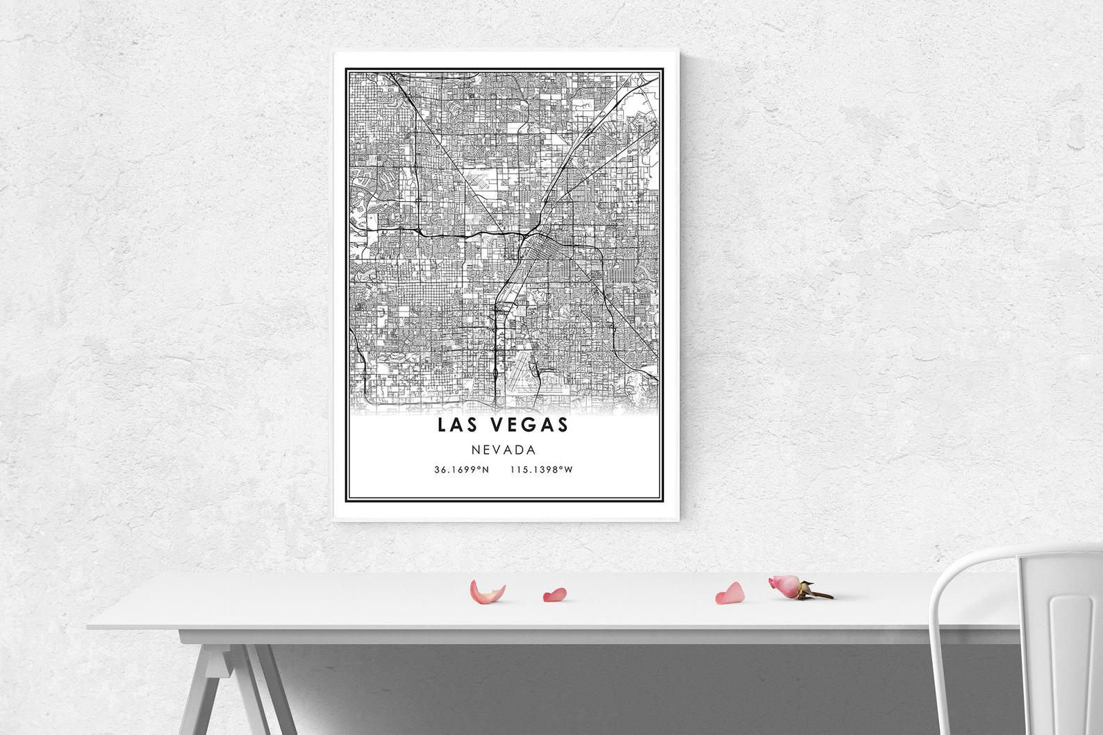 Las Vegas map print poster canvas | Las Vegas city map print poster canvas