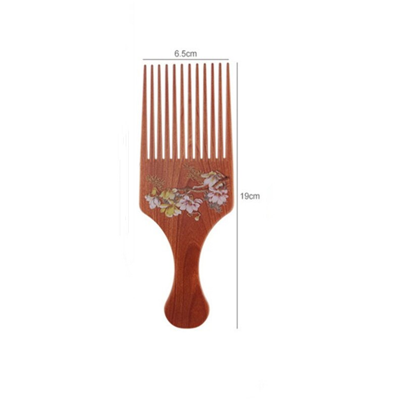 Brosse à cheveux en bois à dents larges, peigne à choisir, fourchette, peigne à insérer, équipement pour cheveux bouclés Afro, outils de coiffure, 1 pièce: 4