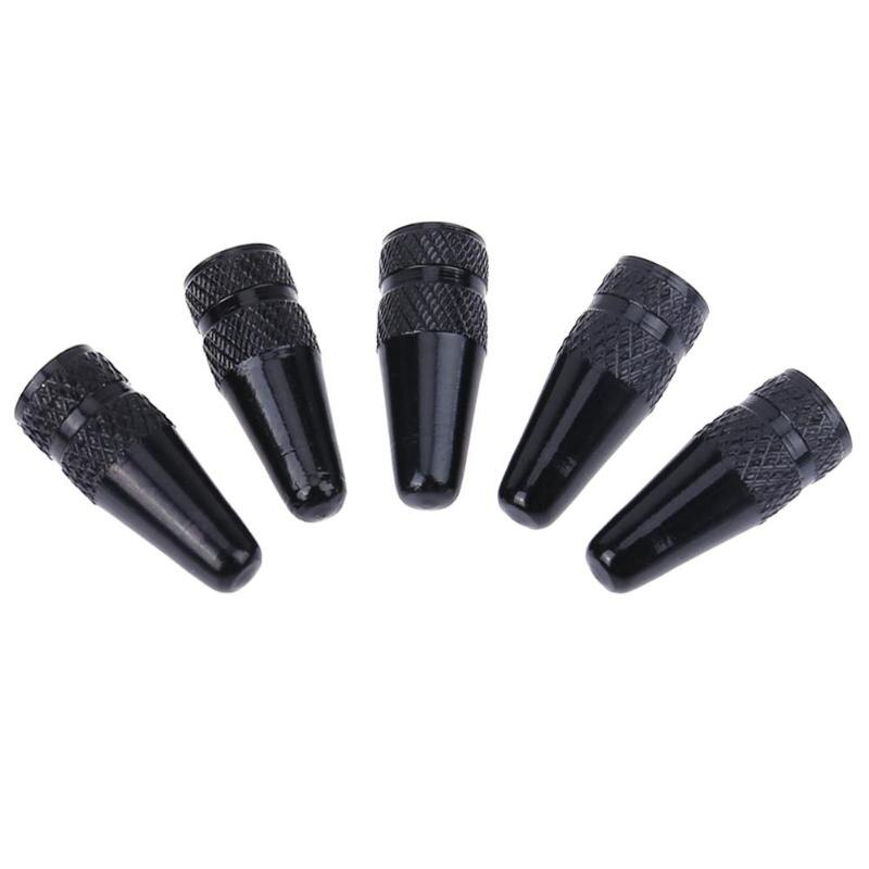 5pcs Fiets Presta Hoge Aluminium Druk Ventieldopjes Dust Covers Fiets Presta Bike Druk Ventieldopjes Dust Covers: Black