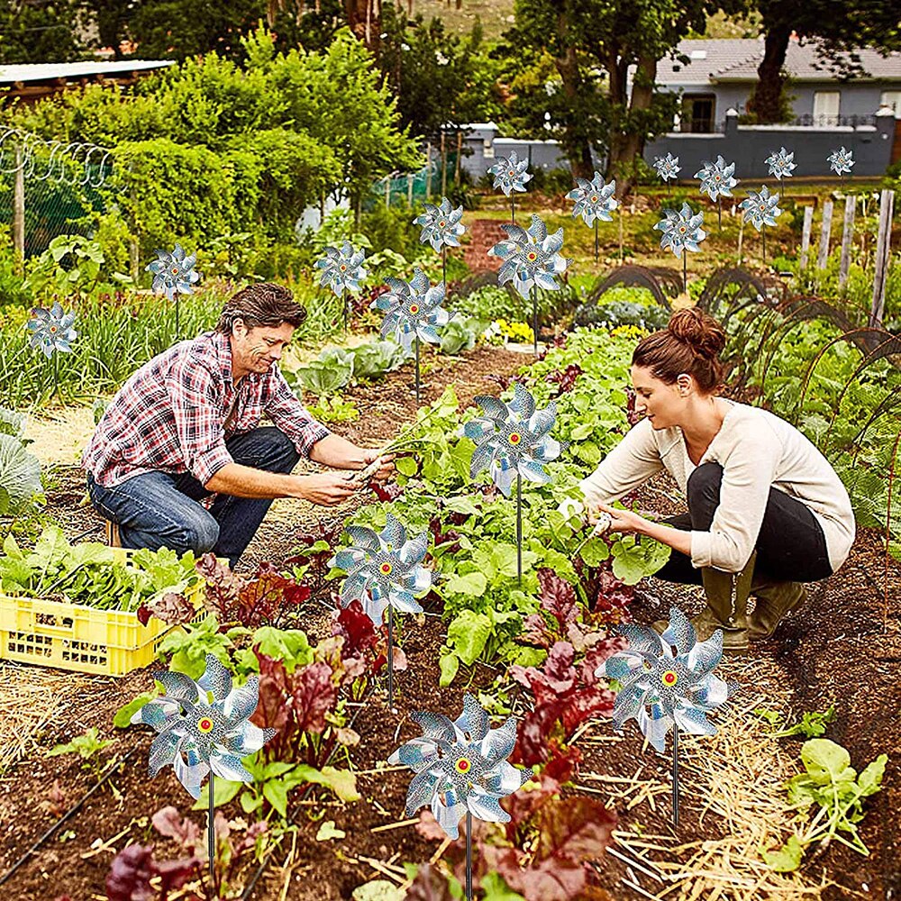 Molino de viento reflectante Anti-aves para jardín, huerto, granja, ahuyentar a las aves, fácil de montar, UD88