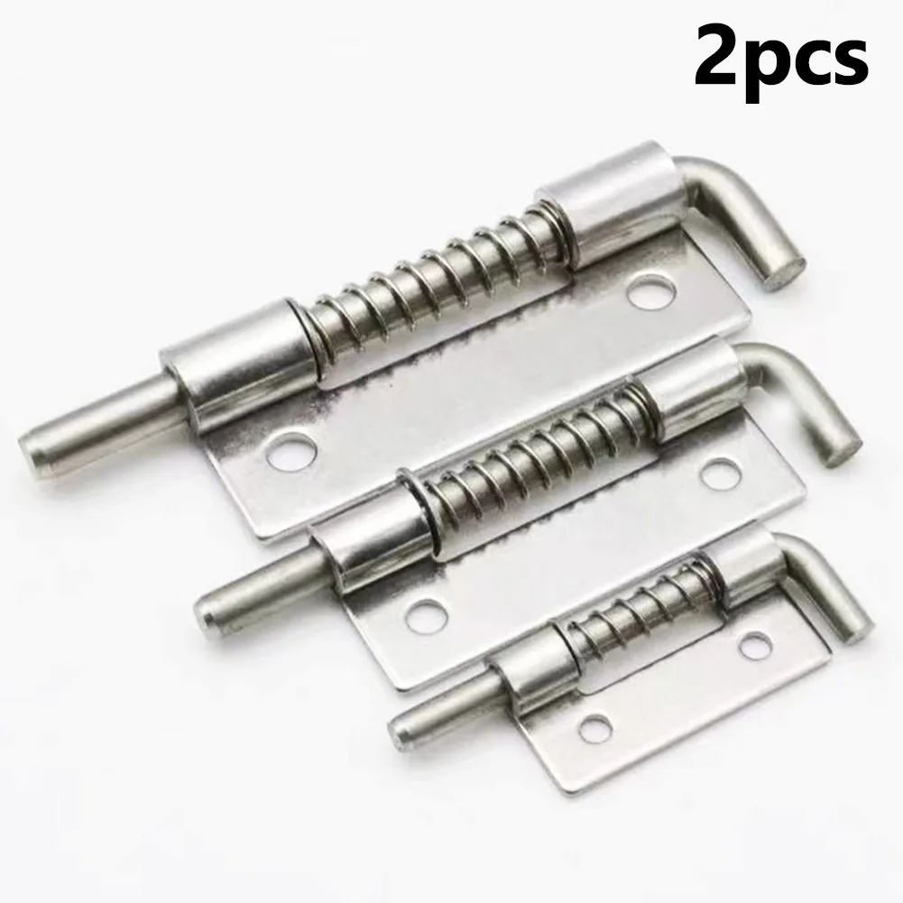 2pcs Spring Loaded Latches Pin Mental Security Barrel-Bolt Latch Tone Door Cabinet Hinges For Doors Chests Cabinets Home