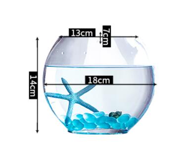 Mini Aquarium en verre plat Transparent ovale, accessoire décoratif pour bureau, Mini Aquarium, ZA210: Default Title