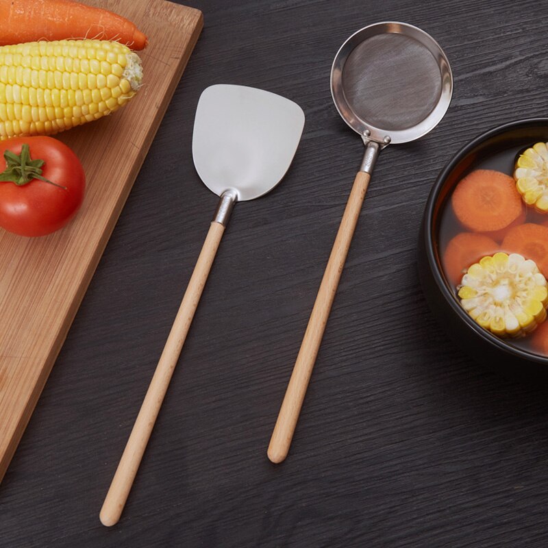 1 paar eetstokjes, roestvrijstalen eetstokjes Japanse sushi-eetstokjes met houten handvat Keukenaccessoires Outdoor kampeergerei (2