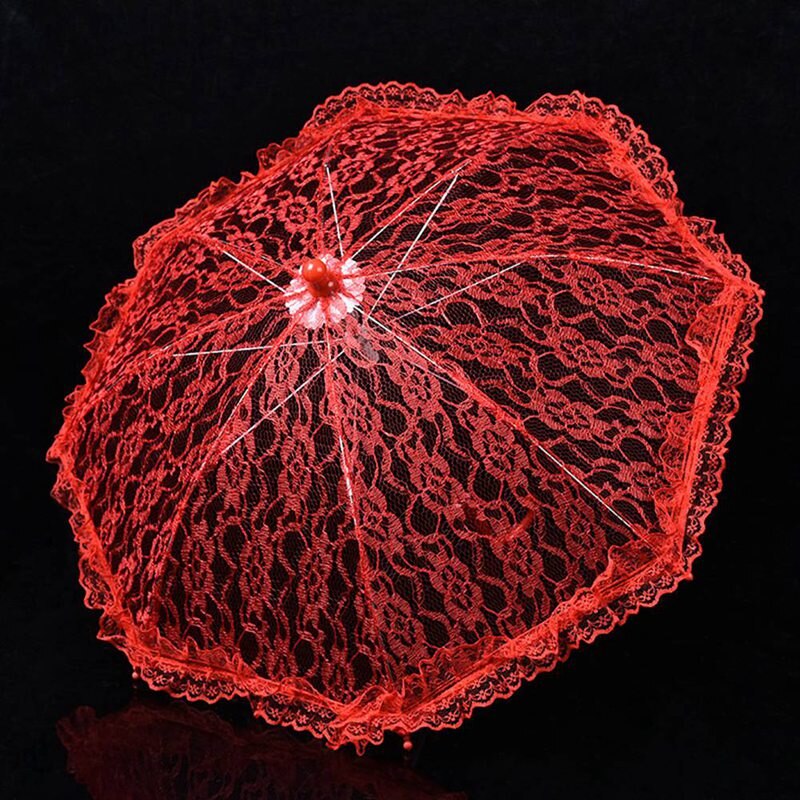 handmade white lace lace parasol and fan set wedding bridal umbrella prop umbrella: RD