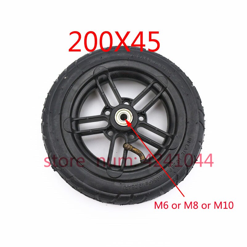 8 Inch Inflatable Wheel 200x45 Pneumatic Tyre Use Nylon Hub Fit M8 or M6 bearing 8" Air Wheel For Electric Scooter Replacement