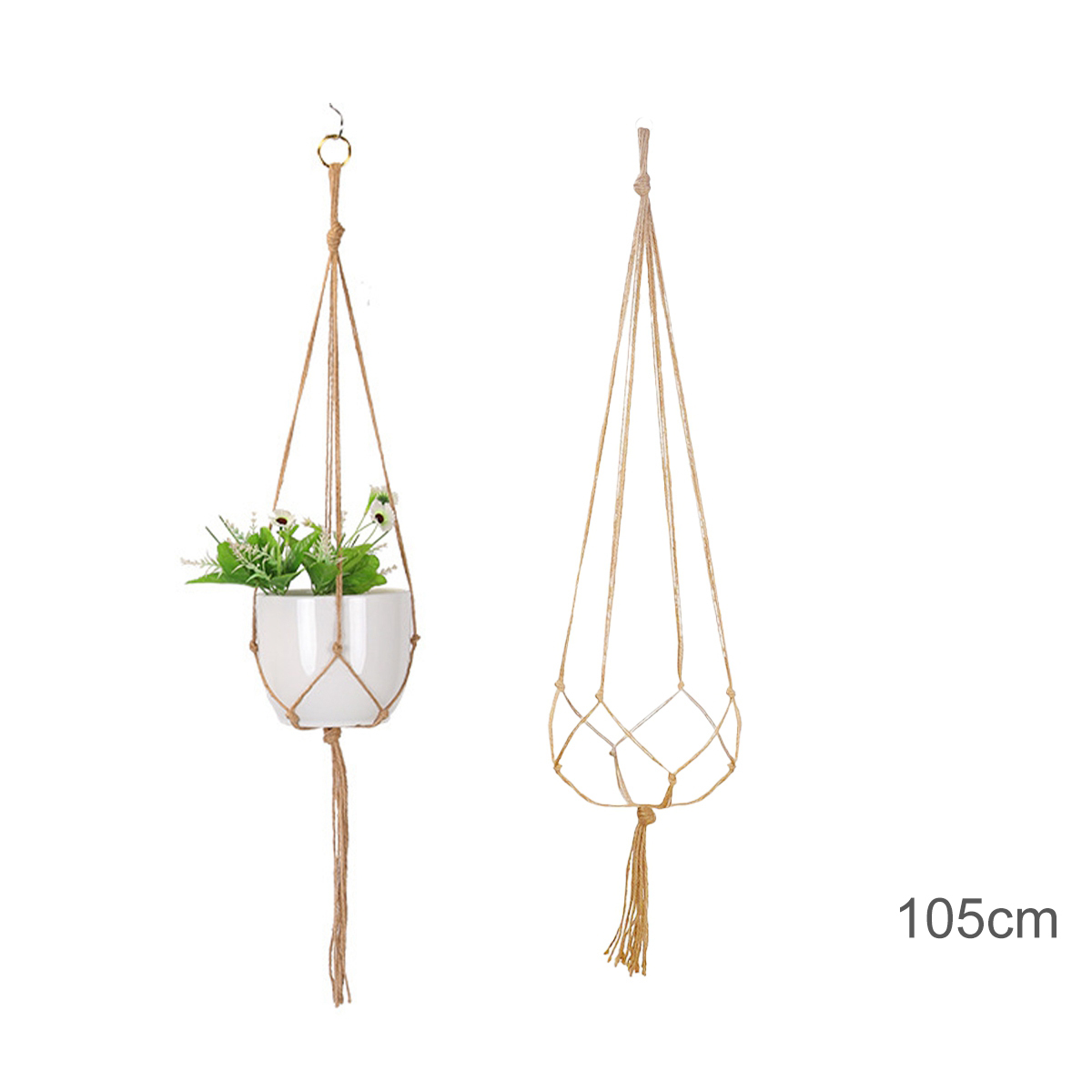 Cesta colgante de macramé hecha a mano para plantas, soporte para macetas de jardín, decoración colgante de pared de macramé para balcón, cuerda de elevación anudada, decoración del hogar: Borgoña