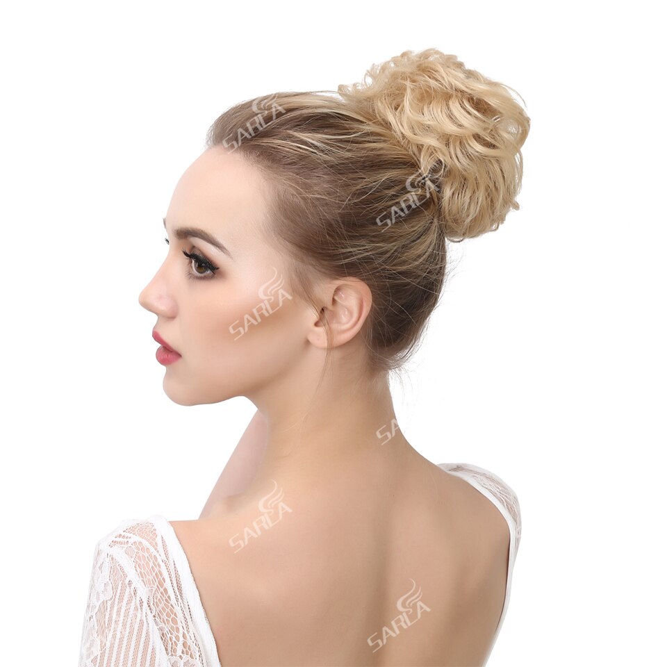 Extension capillaire Chignon élastique bouclée, Postiche Afro à Clip, Postiche Chignon synthétique, coiffure décoiffée, coiffure pour mariage, Q7