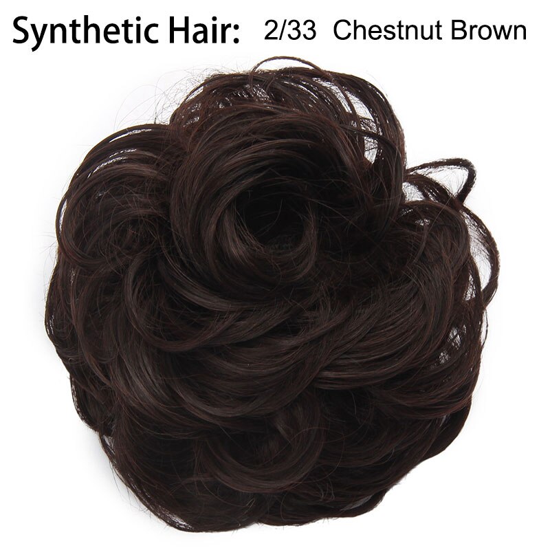 Extension capillaire Chignon élastique bouclée, Postiche Afro à Clip, Postiche Chignon synthétique, coiffure décoiffée, coiffure pour mariage, Q7: 2-33