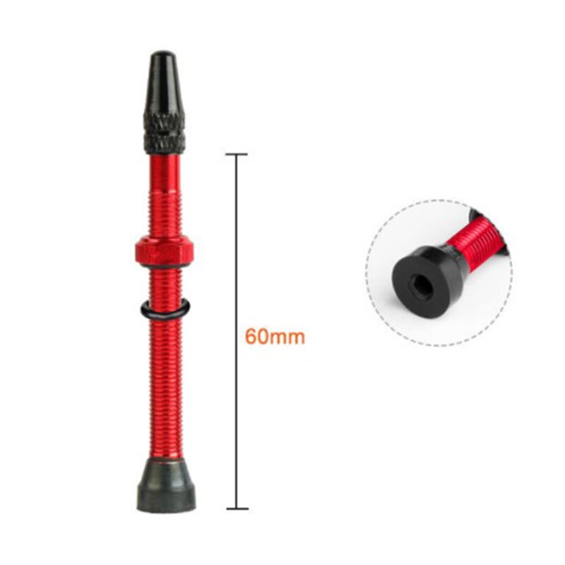 MTB Mountain Bike Carbon Rim Tubeless Valve Road Bicycle Aluminum Alloy French Presta Valve F/V 40MM 60MM: Red 60