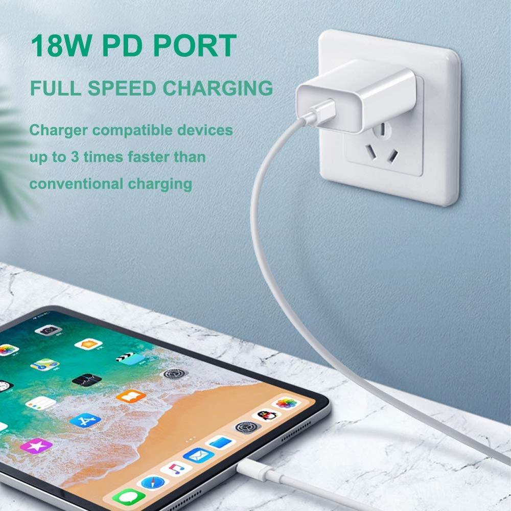 per il iPhone 11 pro XR XS Max PD Cavo del Caricatore 18W applique Da Parete Caricabatterie Rapido USB C Adattatore Di Alimentazione di Tipo C UE STATI UNITI REGNO UNITO AU Spina USB C a C Cavo