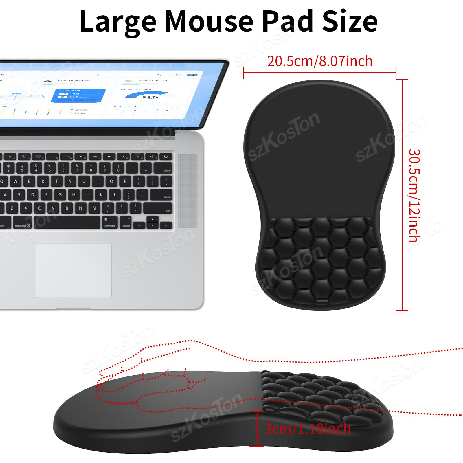 Mouse Pad with Wrist Rest Ergonomic Integrated Memory Foam Slope Massage Bulge Office Mouse Pad for Carpal tunnel Pain Relief
