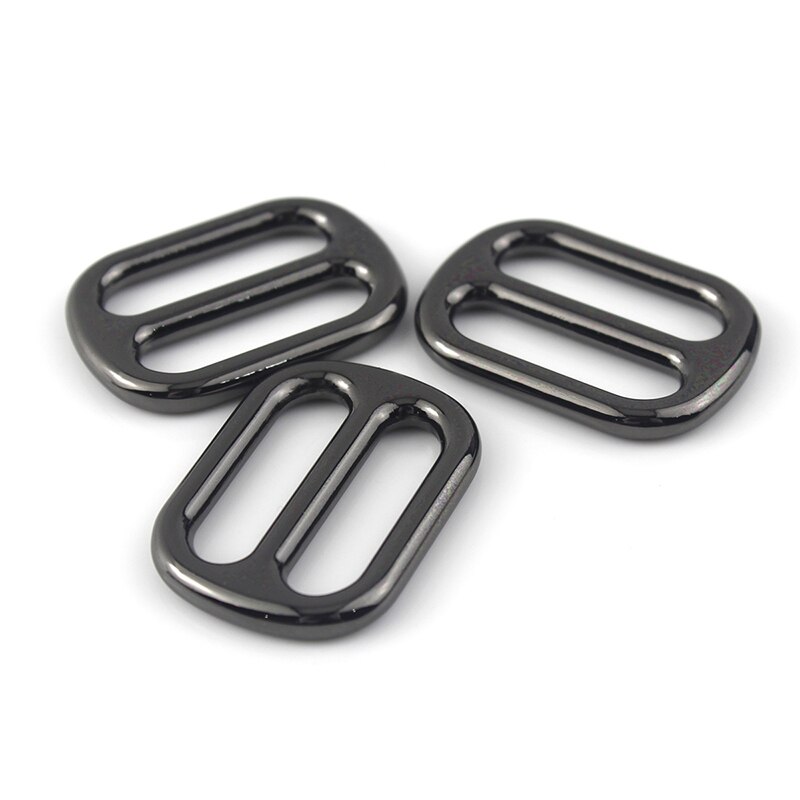 Boucle de glissière à trois glissades en métal, barre centrale de réglage pour sac en cuir artisanat sangle de ceinture 25/32/38mm 1 pièce: 32mm / gun metal