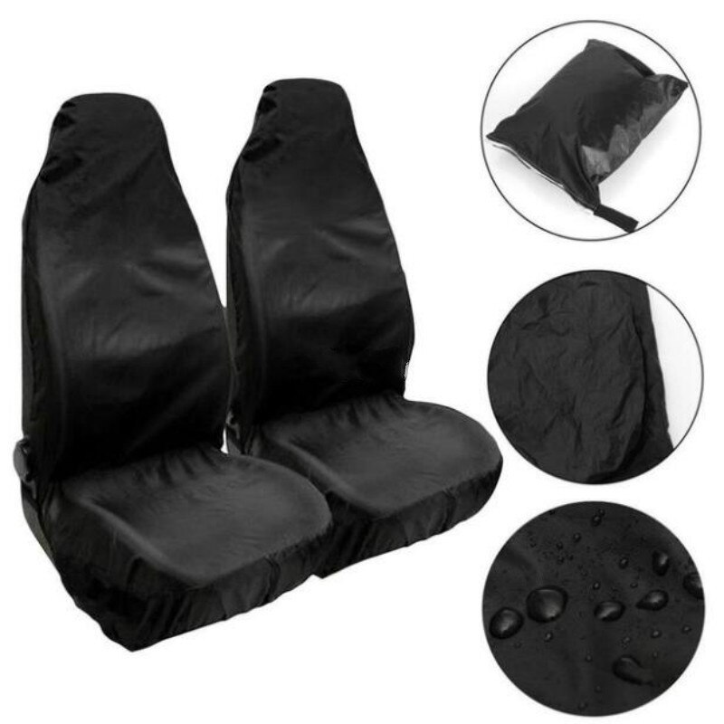 Funda Universal de poliéster para asiento delantero de furgoneta, protectores antideslizantes, a prueba de polvo, para coches, autobuses y furgonetas, 2 piezas