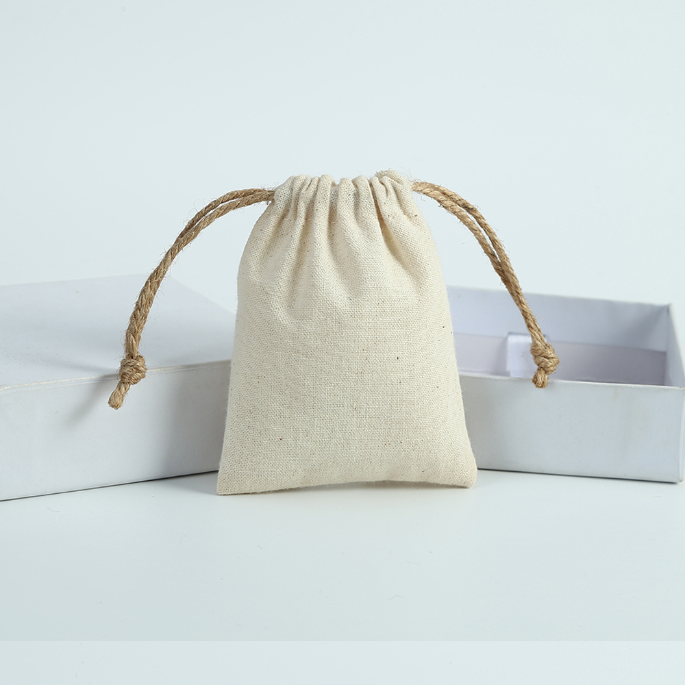 10 Uds. Bolsas de de lona de yute de arpillera de algodón Natural para joyería, collar, pendiente, anillo, bolsa organizadora de jabón, recuerdo de boda y Navidad: 50 cm / Chapado en zinc blanco y azul